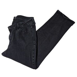 Old Navy Mid Rise Power Slim Straight Jeans Womens Size 16 Black Denim Pants
